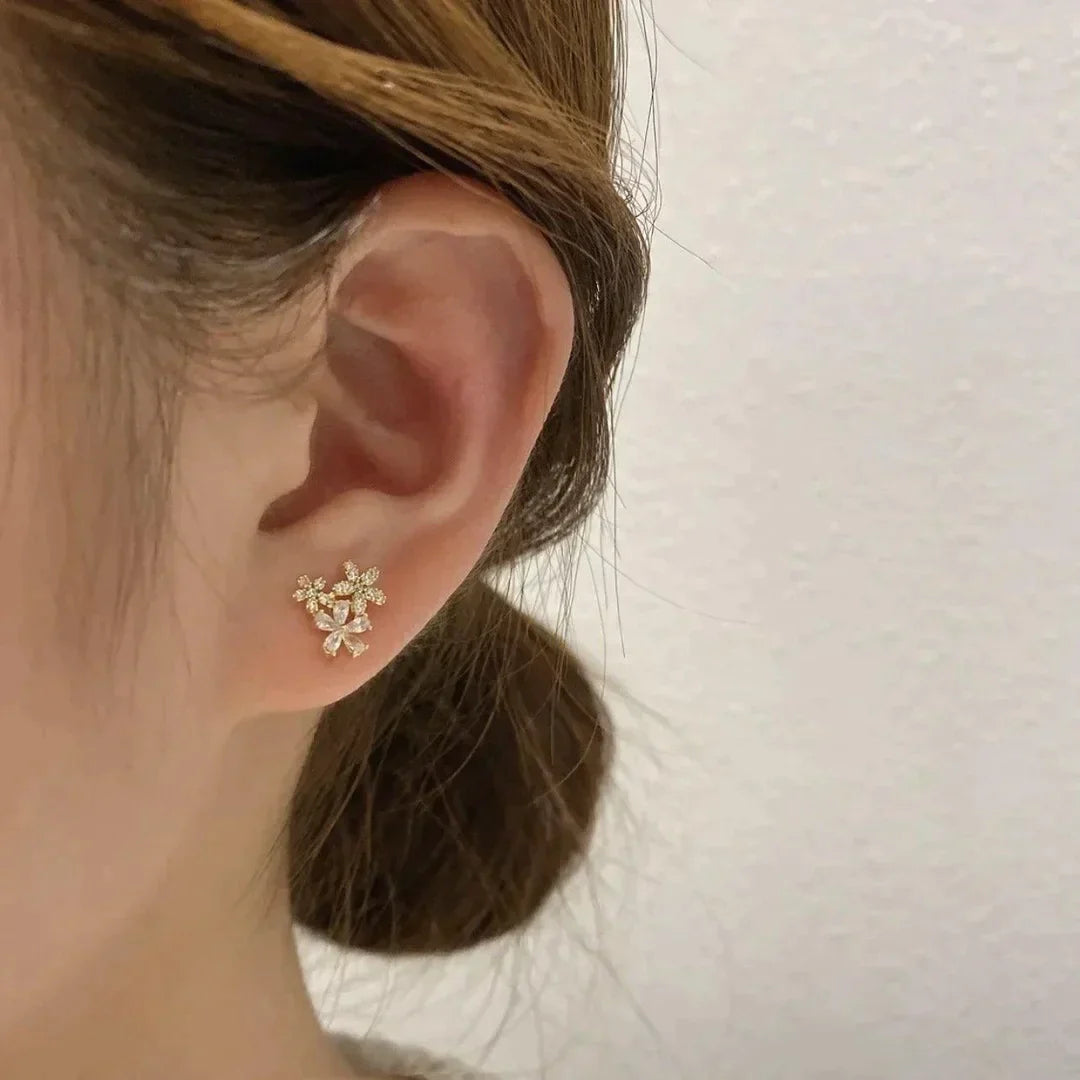 Crystal Flower Elegant Ear Cuff and Ear Stud